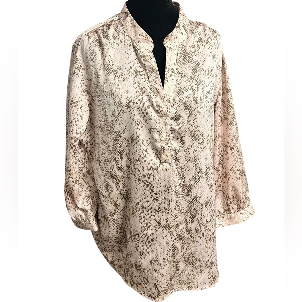 Chico's Blush, Beige and Brown Snake Patterned Top large